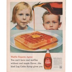 Log Cabin Syrup / Columbia Record Club Magazine Advertisement Vtg 1960 Waffle